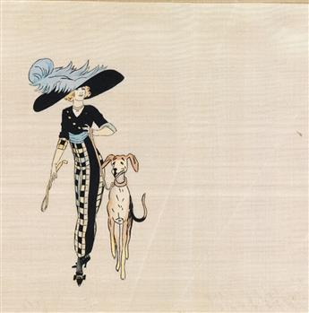 (FASHION / HATS.) Group of 12 illustrations of Belle Epoque ladies.